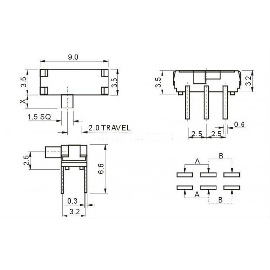 Slide switch MSK-22D18 ，2 positions